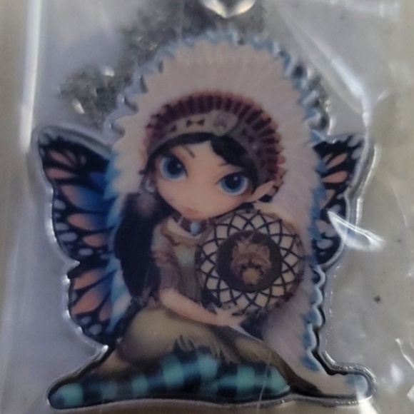 Fairy Indian Necklace with headdress with pendant and chain new gift fairy lover - Picture 3 of 4